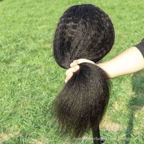 Wholesale Yaki Wig Vendor 100% Malaysian Hair Wig 150% 180% Density Kinky Straight 4*4 Closure Front Lace Wig